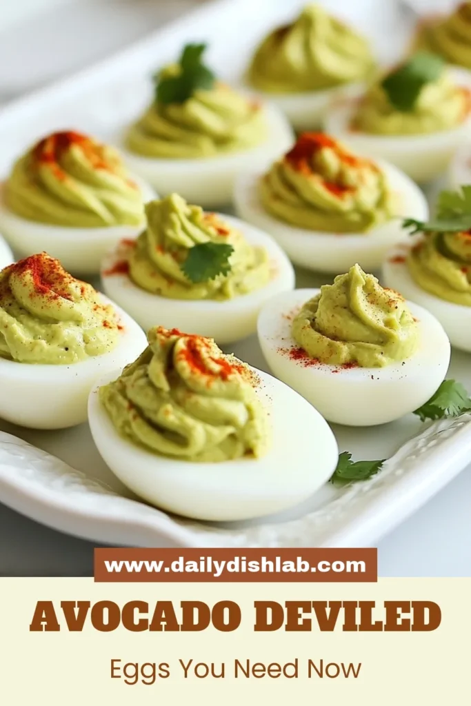 Looking for a delicious twist on a classic? Try these avocado deviled eggs! This healthy deviled eggs recipe combines creamy avocado with Greek yogurt for an easy appetizer with avocado that's perfect for any gathering. Enjoy these creamy avocado recipes that are rich in flavor and nutrients. Ready to impress your guests? Save this Greek yogurt deviled eggs recipe now! #AvocadoDeviledEggs #HealthyAppetizer #CreamyAvocadoRecipes #EasyRecipes