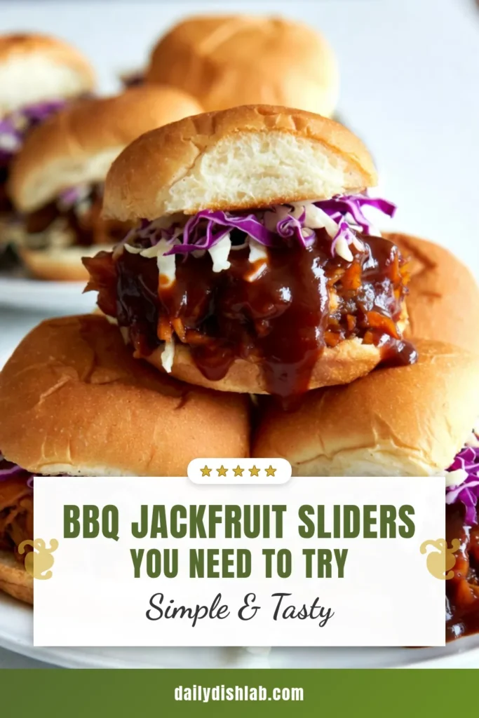 Savor the deliciousness of BBQ jackfruit sliders with this easy jackfruit recipe. Perfectly spiced and paired with coleslaw, these plant-based sliders are a must-try vegan BBQ recipe that's sure to impress! Enjoy the flavors of pulled jackfruit sliders at your next gathering. Easy to make and full of taste, these sliders are perfect for any plant-based diet. Save this recipe for a delightful meal! #BBQJackfruitSliders #VeganBBQRecipe #PulledJackfruitSliders #PlantBasedSliders