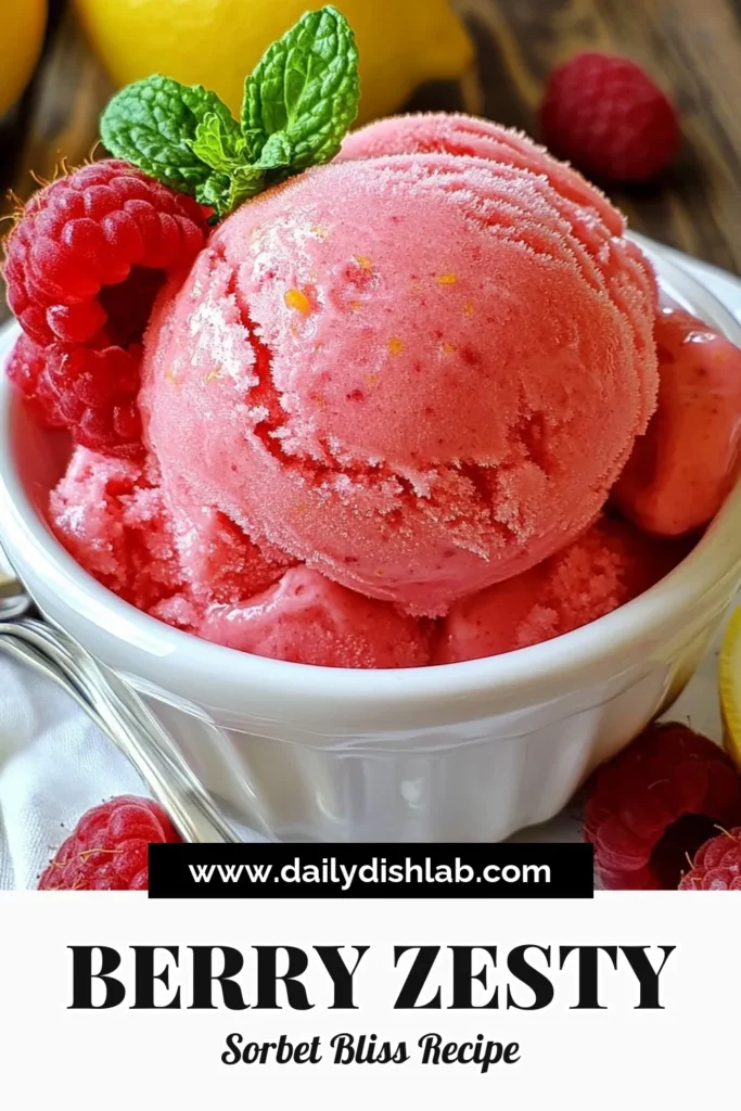 Looking for a refreshing summer treat? Try this Raspberry Lemonade Sorbet! Our homemade sorbet recipe blends the sweetness of fresh raspberries with zesty lemon juice for a perfectly balanced lemon raspberry dessert. This easy fruit sorbet recipe is ideal for hot days and simple to make. Serve it chilled for a delightful treat! Save this recipe for your summer dessert list! #RaspberryLemonadeSorbet #HomemadeSorbet #SummerDessert #FruitSorbet