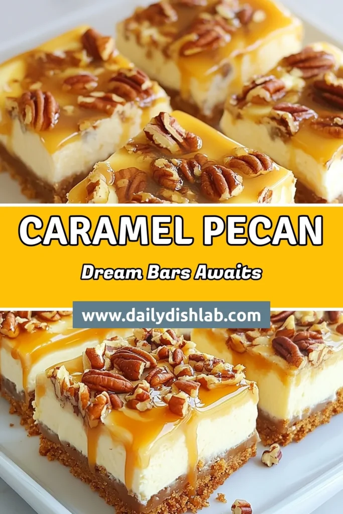 Indulge in these mouthwatering Caramel Pecan Cheesecake Bars that blend creamy cheesecake with crunchy pecans and sweet caramel sauce. This easy caramel dessert is perfect for any occasion! Try this delicious Cheesecake Bars Recipe that’s not only flavorful but also simple to make. These no-bake cheesecake bars are sure to impress your guests. Save this recipe now and treat yourself to a delightful pecan dessert! #CheesecakeBars #CaramelPecan #PecanDessertBars #EasyDesserts