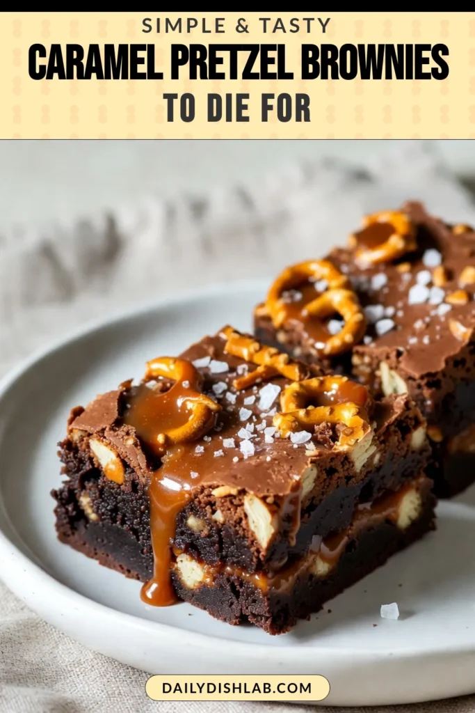 Indulge in these Salted Caramel Pretzel Brownies, the ultimate chocolate caramel dessert! This easy brownie recipe combines rich salted caramel brownies with a crunchy pretzel twist. Perfect for any occasion, these pretzel brownies will satisfy your sweet cravings. Follow this simple pretzel brownies recipe to create a delicious treat that everyone will love. Save this recipe for a delightful chocolate experience! #SaltedCaramelBrownies #BrownieRecipe #DessertIdeas #EasyBaking