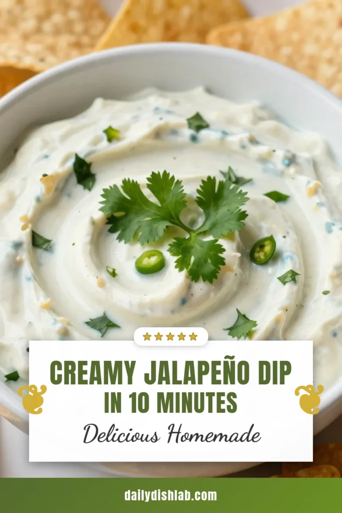 Get ready for your next gathering with this delicious Creamy Jalapeño Cilantro Dip! This easy party dip combines sour cream, mayonnaise, fresh jalapeño, and cilantro to create a flavorful cilantro dip recipe that everyone will love. It's the perfect spicy avocado dip to serve with tortilla chips or as a zesty topping for tacos. Try this homemade jalapeño dip today and impress your guests! Save and share! #CreamyJalapeñoDip #CilantroDipRecipe #EasyPartyDip #SpicyAvocadoDip