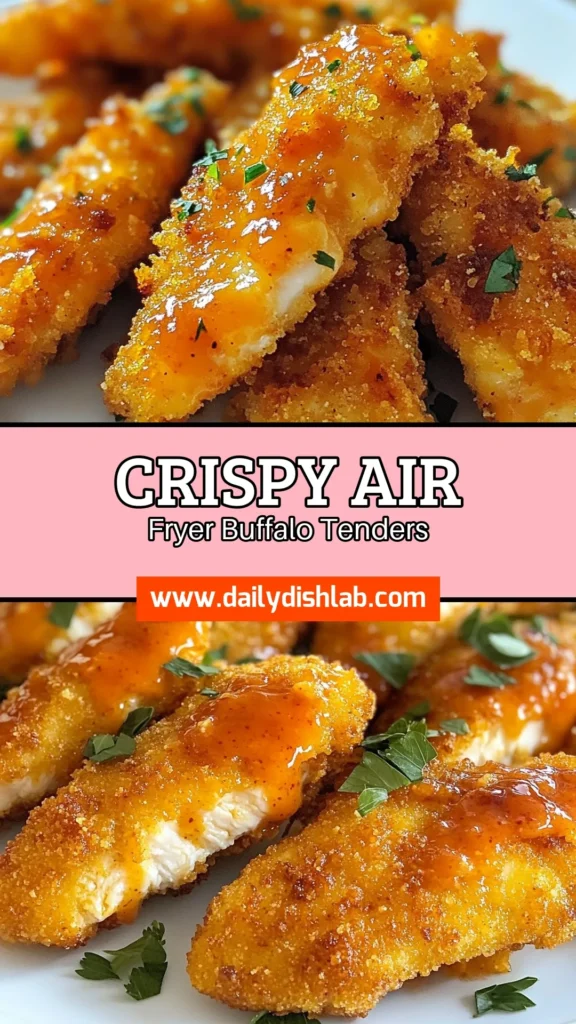 Looking for a delicious and healthy snack? Try these Air Fryer Buffalo Chicken Tenders! This easy Buffalo Chicken Tenders recipe features crispy air fryer chicken coated in spicy buffalo sauce that’s sure to impress. Perfect for meal prep or game day, these healthy chicken tenders air fryer style are a must-try. Get the full recipe today and elevate your chicken game! Save this for later! #AirFryerBuffaloChicken #BuffaloChickenTenders #HealthyChickenTendersAirFryer #CrispyAirFryerChicken