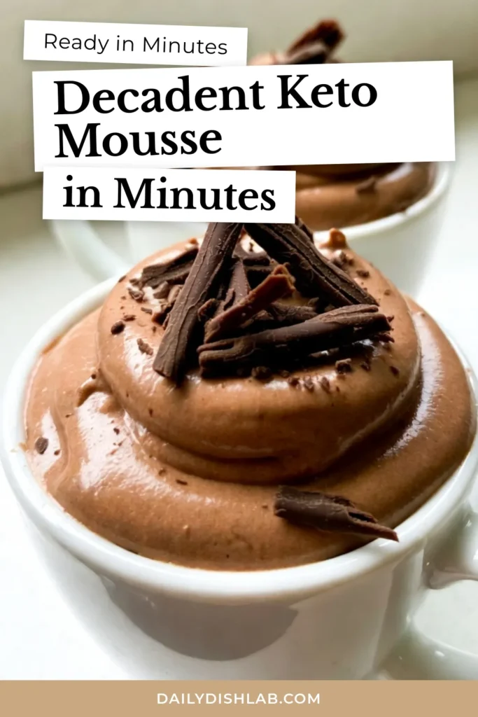 Indulge in this easy Keto chocolate mousse recipe, a luscious low carb dessert chocolate mousse that’s both satisfying and guilt-free. With ingredients like unsweetened cocoa powder, heavy cream, and erythritol, this sugar-free chocolate mousse is perfect for keto lovers. Impress your guests with this keto-friendly mousse recipe that’s simple to make. Save and try this delightful easy keto dessert today! #KetoDessert #SugarFree #LowCarb #ChocolateMousse