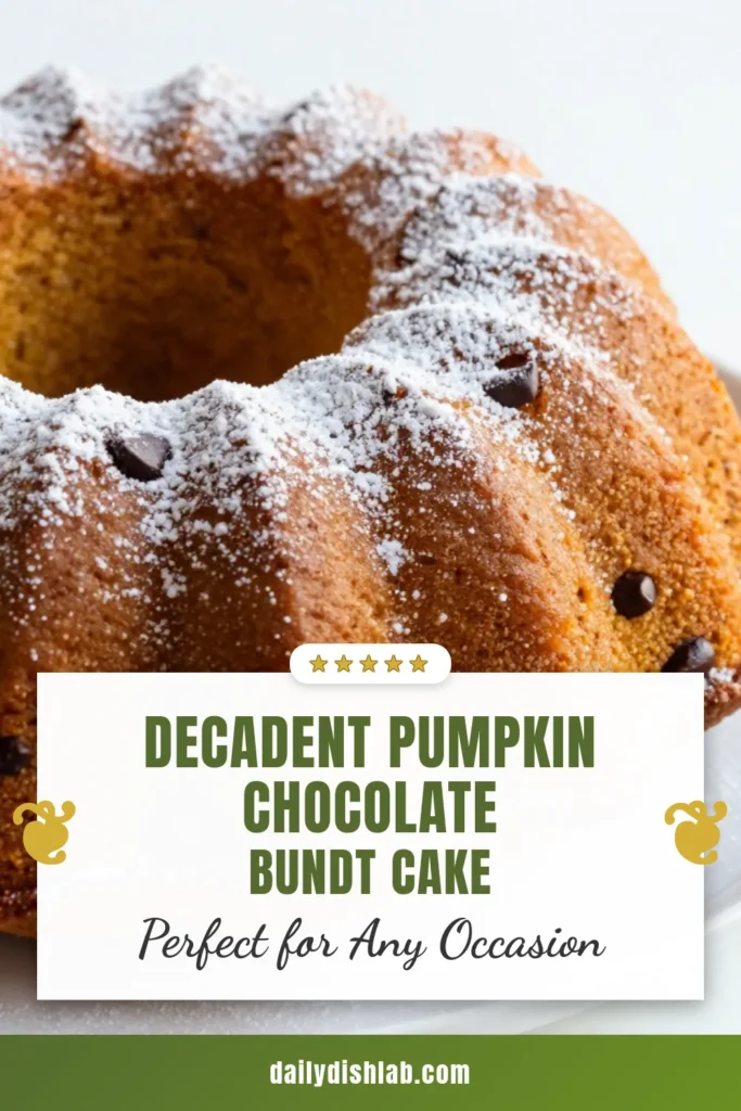 Get ready to bake a delicious Pumpkin Chocolate Chip Bundt Cake that perfectly captures the essence of fall! This easy Bundt cake recipe combines moist pumpkin flavor with rich chocolate chips, making it a standout in your lineup of pumpkin dessert recipes. Ideal for cozy gatherings, this recipe will be a favorite among friends and family. Don't miss out on your new go-to fall baking recipe! Save this delightful chocolate chip bundt cake for later. #PumpkinRecipes #BundtCake #FallBaking #ChocolateChipCookies