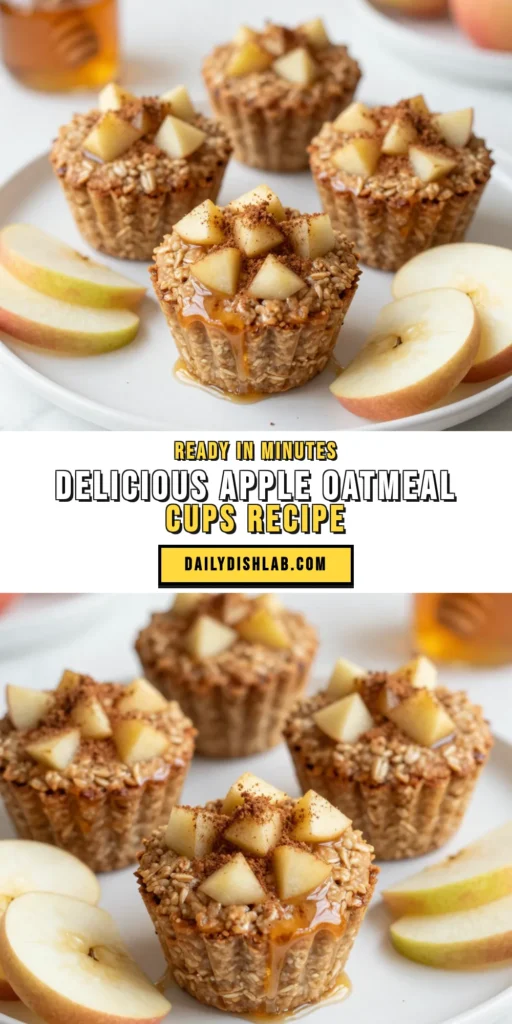 Looking for a delicious and healthy oatmeal recipe? Try these Apple Cinnamon Oatmeal Cups! These baked oatmeal cups are not only gluten-free but also packed with flavor from fresh apples and warm cinnamon. Perfect for breakfast on the go or a sweet snack, this easy apple recipe will become your family’s favorite. Quick to whip up, you’ll love how satisfying they are! Save this recipe for your next healthy treat! #BakedOatmeal #HealthyBreakfast #GlutenFree #AppleRecipes