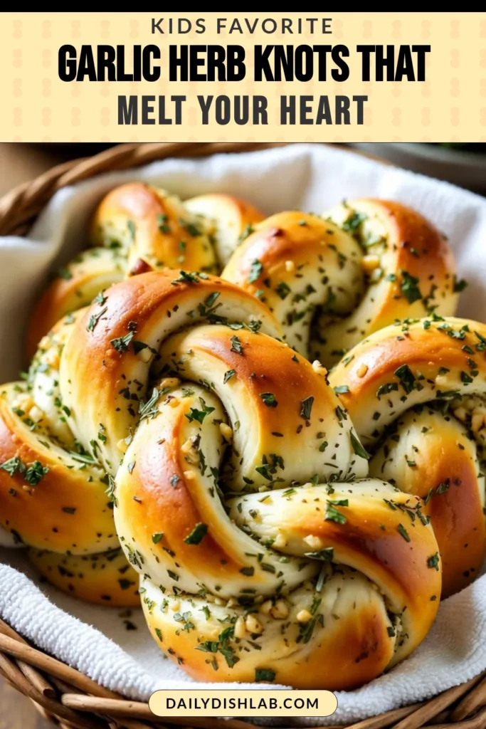 Discover the deliciousness of our Garlic Herb Dinner Knots recipe! These homemade dinner knots are made with instant yeast for fluffy texture, perfect as easy garlic bread knots. Infused with garlic and fresh herbs, they’re a delectable side to any meal. Ready in just 1 hour and 35 minutes, serve these garlic butter knots warm for a crowd-pleasing treat. Try it out and save the recipe for your next gathering! #GarlicKnots #DinnerRolls #HomemadeBread #EasyRecipes