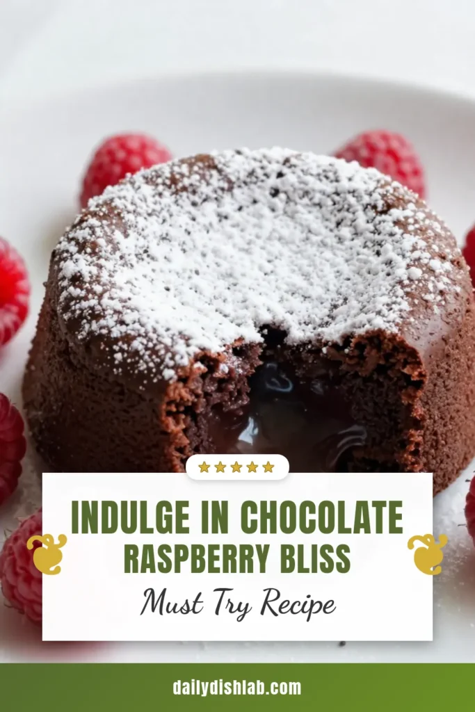 Indulge in these irresistible chocolate raspberry lava cakes, the perfect treat for any occasion. With a gooey molten chocolate center and fresh raspberries, this easy lava cake recipe is a showstopper. Impress your guests with this decadent dessert recipe that elevates gourmet chocolate desserts to a new level. Ready in just 25 minutes, these luscious treats are sure to become a favorite! Try the recipe today! #ChocolateDesserts #LavaCake #DecadentDesserts #BakingJoy