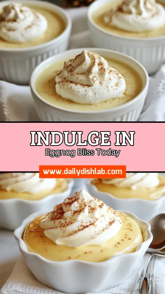 Indulge in the festive spirit with this easy eggnog mousse recipe, perfect for your holiday gatherings! This creamy eggnog dessert is a delightful addition to your festive mousse recipes collection. Made with simple ingredients, it’s not just a treat but a showstopper. Serve it chilled and garnish with whipped cream for that extra flair. Try this delicious holiday dessert idea today! Save this recipe for your holiday festivities! #EggnogMousse #HolidayDesserts #FestiveRecipes #CreamyDesserts