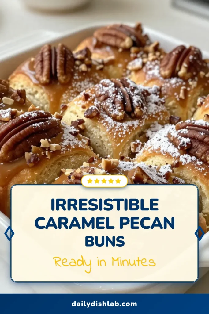 Indulge in the ultimate treat with these caramel pecan sticky buns! This homemade sticky buns recipe is a delightful twist on pecan cinnamon rolls that will elevate your dessert game. Perfect for sharing or enjoying solo, these easy caramel rolls are a must-try. Drizzle with extra caramel sauce for a sweet finish. Save this recipe for a delicious dessert that'll impress everyone! #CaramelPecanStickyBuns #EasyCaramelRolls #DessertBuns #PecanCinnamonRolls