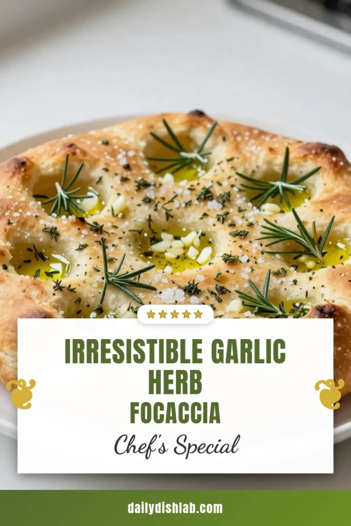 Discover the joy of homemade focaccia bread with this easy garlic herb focaccia recipe! This fluffy focaccia bread, infused with garlic and fresh herbs, is perfect for any occasion. Impress your family and friends with this simple yet delicious focaccia with garlic and herbs. Ready to elevate your baking skills? Click for the full recipe and save for later! #FocacciaRecipe #GarlicHerbFocaccia #HomemadeBread #BakingAtHome