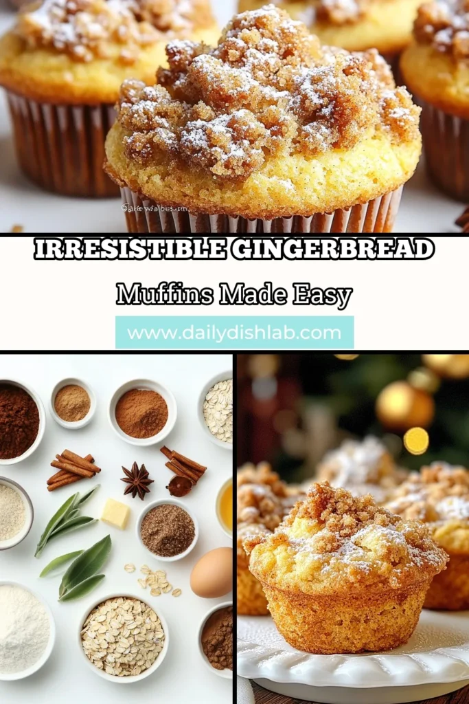 Indulge in these delicious Gingerbread Streusel Muffins with a spiced muffin recipe that's perfect for the holidays! This easy gingerbread muffins recipe features a delightful streusel topping that adds the perfect crunch. Bake these holiday muffin recipes to impress your friends and family. Discover the joy of festive baking today! Save this recipe for your holiday treats! #GingerbreadMuffins #StreuselTopping #HolidayMuffins #SpicedMuffins