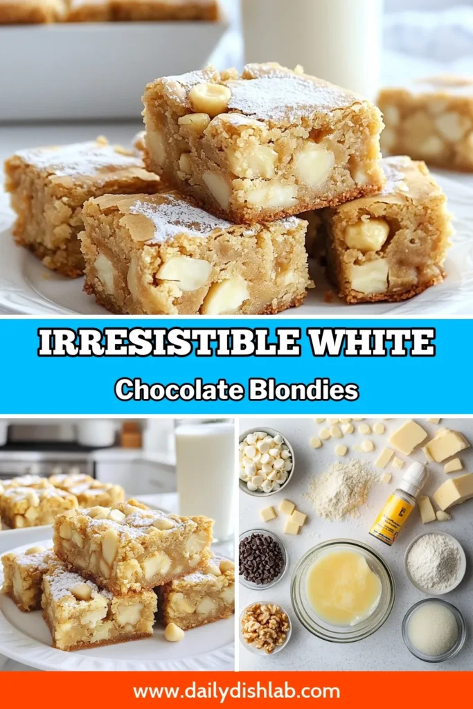 Indulge in these delightful white chocolate macadamia blondies that are the perfect treat for any occasion! This easy blondie recipe combines chewy blondies with white chocolate and crunchy macadamia nuts to create a heavenly dessert. Baking blondies from scratch has never been simpler! Try this recipe today for a sweet moment you won't forget. Save for later! #blondies #dessertrecipe #macadamianut #bakingfromscratch
