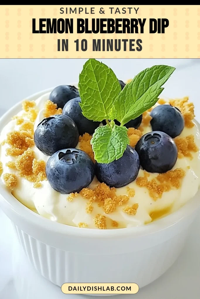 Treat yourself to a refreshing and delightful Lemon Blueberry Cheesecake Dip! This easy cheesecake dip recipe requires no baking and combines creamy flavors that are perfect for summer snack ideas. Whip up this creamy blueberry dip in just 10 minutes and impress your friends and family. Serve it with graham crackers or fruit slices for a delicious treat! Click to discover the perfect summer dessert! #CheesecakeDip #NoBakeDessert #SummerSnacks #BlueberryRecipes