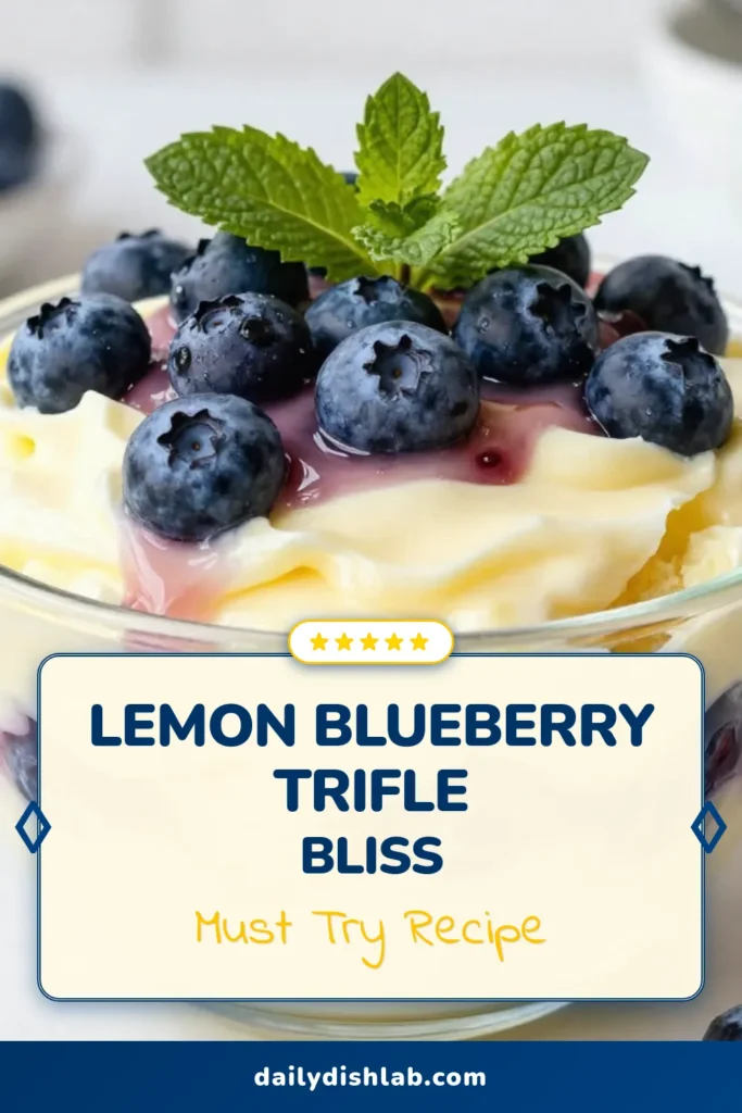 Indulge in this delightful Lemon Blueberry Trifle recipe that’s perfect for any occasion! With layers of lemon cake, creamy lemon filling, and fresh blueberries, this easy lemon dessert will impress your guests. It’s a stunning layered blueberry dessert that combines bright flavors and beautiful presentation. Try this lemon cake trifle today and savor every bite! Don’t forget to save for later! #LemonBlueberryTrifle #EasyLemonDessert #LayeredBlueberryDessert #FreshBlueberryRecipes