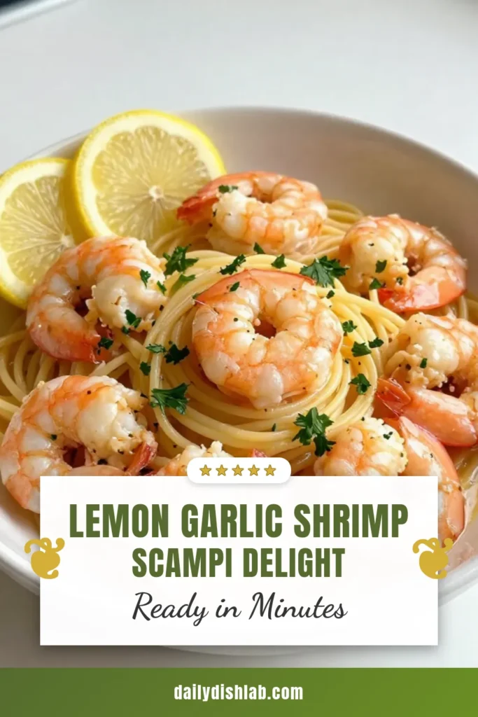 Enjoy a burst of flavor with this Lemon Garlic Shrimp Scampi! This easy shrimp scampi recipe combines succulent shrimp with garlic butter and tangy lemon, served over linguine for a delightful dish. Perfect for quick weeknight dinners, this pasta with shrimp and lemon is a hit. Try this garlic butter shrimp linguine today for a meal that’s both delicious and fast. Save this quick shrimp pasta dish recipe for your next cooking adventure! #ShrimpScampi #EasyRecipes #PastaLovers #SeafoodDishes