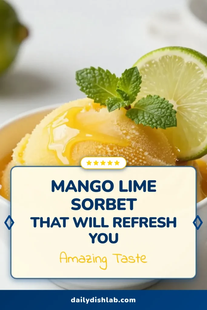 Cool down with this delicious Mango Lime Sorbet recipe! Discover how to make homemade sorbet that's bursting with tropical flavors. This refreshing sorbet recipe combines sweet mangoes and zesty lime for the perfect mango dessert. Ideal for a hot day, our fruit sorbet is easy to prepare and a real crowd-pleaser. Get the recipe now and treat yourself! Don’t forget to save it for later! #MangoSorbet #HomemadeDessert #SummerTreat #HealthyDesserts
