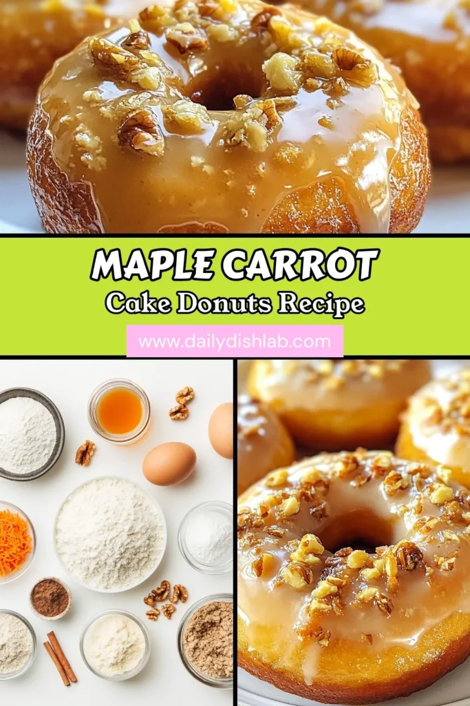 Indulge in the deliciousness of homemade maple glazed carrot cake donuts with this easy baked donut recipe! These healthy carrot cake donuts are perfect for any occasion and can be made effortlessly in just 30 minutes. Add walnuts for a delightful crunch in these walnut carrot cake donuts, and enjoy the sweet maple glaze on top! Save this recipe and bring a little sweetness to your day. #MapleGlazedCarrotCakeDonuts #HealthyDonuts #BakedDonuts #CarrotCakeDelight