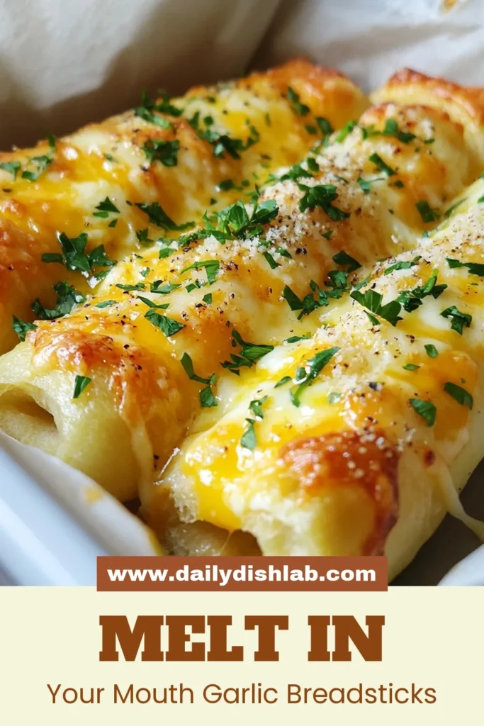 Indulge in this cheesy garlic breadsticks recipe that's perfect for a cozy night in or a party appetizer. These homemade garlic breadsticks are made with simple ingredients and topped with gooey mozzarella cheese for maximum flavor. Enjoy these easy cheesy breadsticks fresh out of the oven and serve with your favorite dip for garlic breadsticks, like marinara sauce. Try this recipe today! #CheesyGarlicBreadsticks #EasyRecipes #HomemadeBreadsticks #GarlicLovers