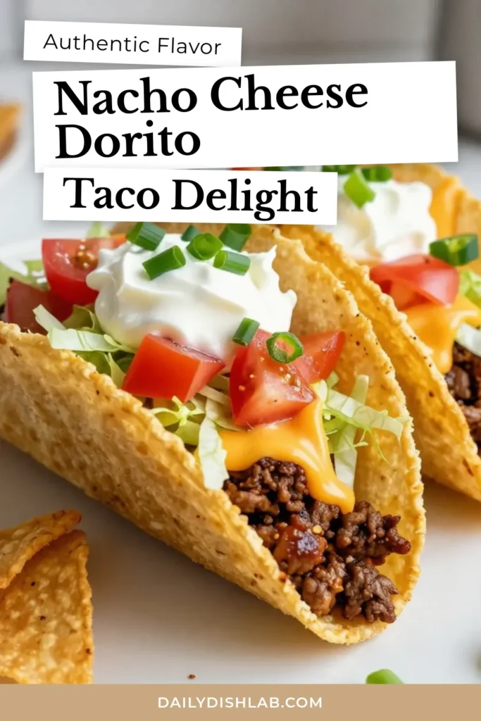 Indulge in the ultimate crunchy taco experience with these Nacho Cheese Doritos tacos! This easy taco recipe combines flavorful ground beef with a delicious Doritos taco filling for a fun twist on traditional tacos. Perfect for quick dinners or game day snacks, these crunchy taco ideas are sure to impress. Try them today and bring the fiesta home! Save this easy recipe for your next gathering! #NachoCheeseDoritosTacos #EasyTacoRecipe #CrunchyTacoIdeas #GroundBeefTacoRecipe