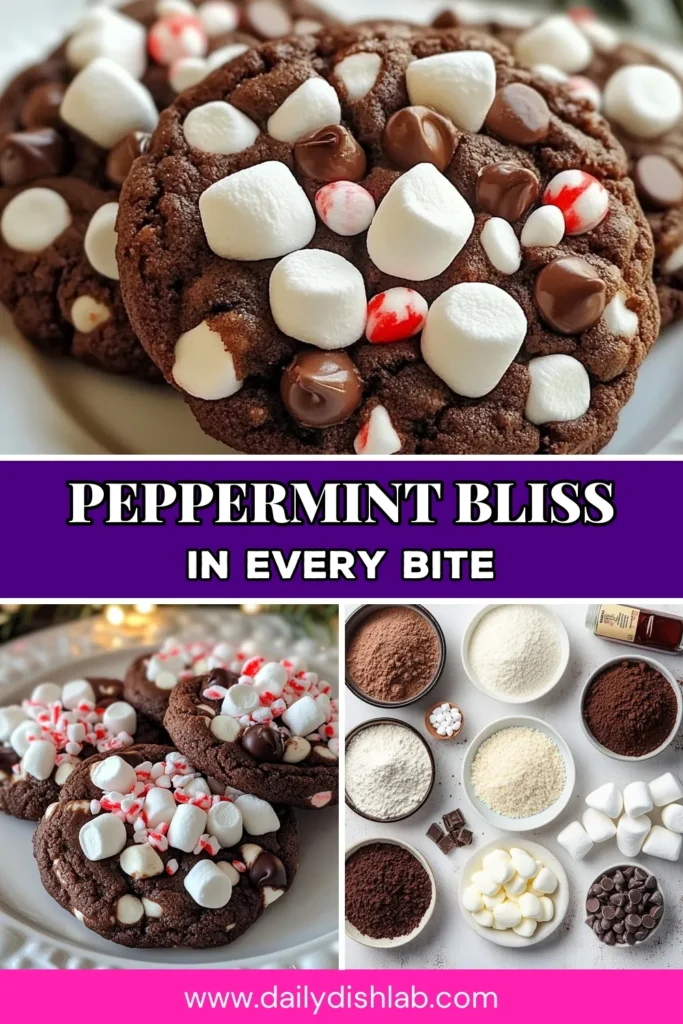 Indulge in the delightful flavors of our Peppermint Hot Chocolate Cookies recipe, perfect for your holiday festivities! These easy chocolate cookies combine rich cocoa, melted marshmallows, and crunchy peppermint for a festive treat. Ideal for any celebration, this recipe is a must-try in your holiday cookie recipes collection. Bake up a batch today and impress your guests with these delicious peppermint dessert ideas! #PeppermintCookies #HolidayBaking #FestiveTreats #ChocolateLovers