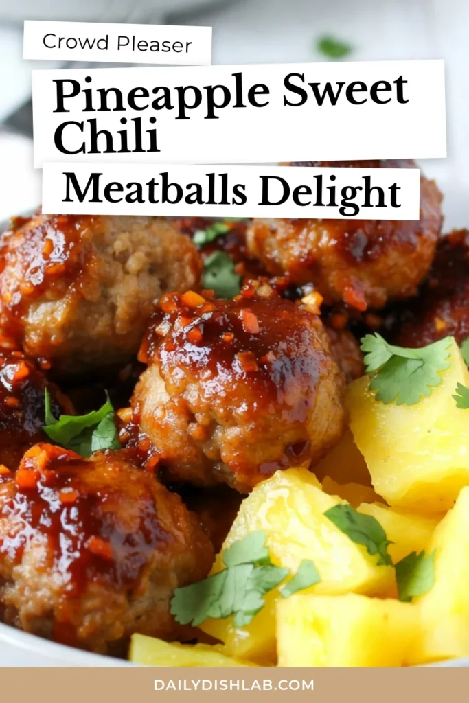 Looking for an irresistible dish? Try these sweet chili pineapple meatballs! This ground beef meatball recipe is not only easy to make but also features baked meatballs with pineapple for a delightful twist. With Asian-inspired flavors, it's the perfect crowd-pleaser. Ideal for dinner or a party, these meatballs are sure to impress. Save this recipe for your next meal! #SweetChiliPineappleMeatballs #EasyMeatballRecipes #BakedMeatballs #AsianInspiredMeals