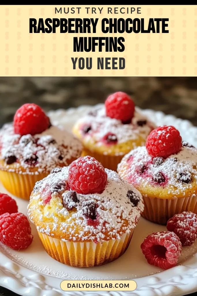 Indulge in these delicious raspberry chocolate chip muffins, the perfect blend of sweet and tart! These healthy muffin recipes are not only easy to make, but they're also a delightful breakfast muffin idea for busy mornings. Whip up these homemade raspberry muffins using fresh ingredients and enjoy a guilt-free treat. Perfect for sharing or meal prep! Save this recipe now and enjoy a tasty start to your day. #RaspberryChocolateChipMuffins #HealthyMuffinRecipes #BreakfastIdeas #MuffinRecipe
