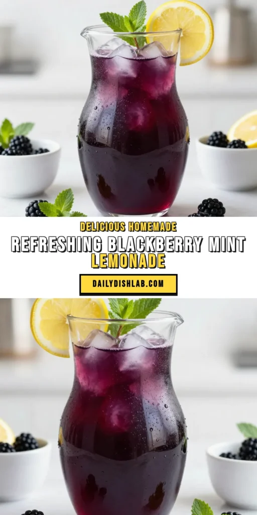 Quench your thirst this summer with refreshing Blackberry Mint Lemonade! This delightful honey lemonade recipe combines fresh blackberries and mint for a unique twist on classic lemonade. Perfect for hot days, this summer drink recipes is easy to make and incredibly flavorful. Enjoy a glass of this tasty drink, and don’t forget to save the recipe for those sunny afternoons! #BlackberryMintLemonade #FreshBlackberryRecipes #SummerDrinkRecipes #LemonadeWithMint