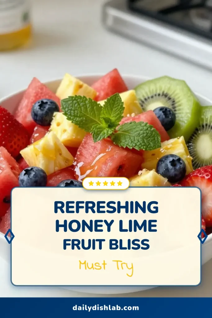 Brighten your summer with this delicious honey lime fruit salad! This fresh fruit salad recipe combines juicy watermelon, strawberries, blueberries, pineapple, and kiwis, all drizzled with a delightful honey-lime dressing. It’s the perfect healthy fruit salad that’s easy to whip up for any occasion. Enjoy a refreshing, colorful dish that your family will love! Save this easy fruit salad recipe for your next gathering. #HoneyLimeFruitSalad #FreshFruitSalad #SummerFruitSalad #HealthyFruitSalad