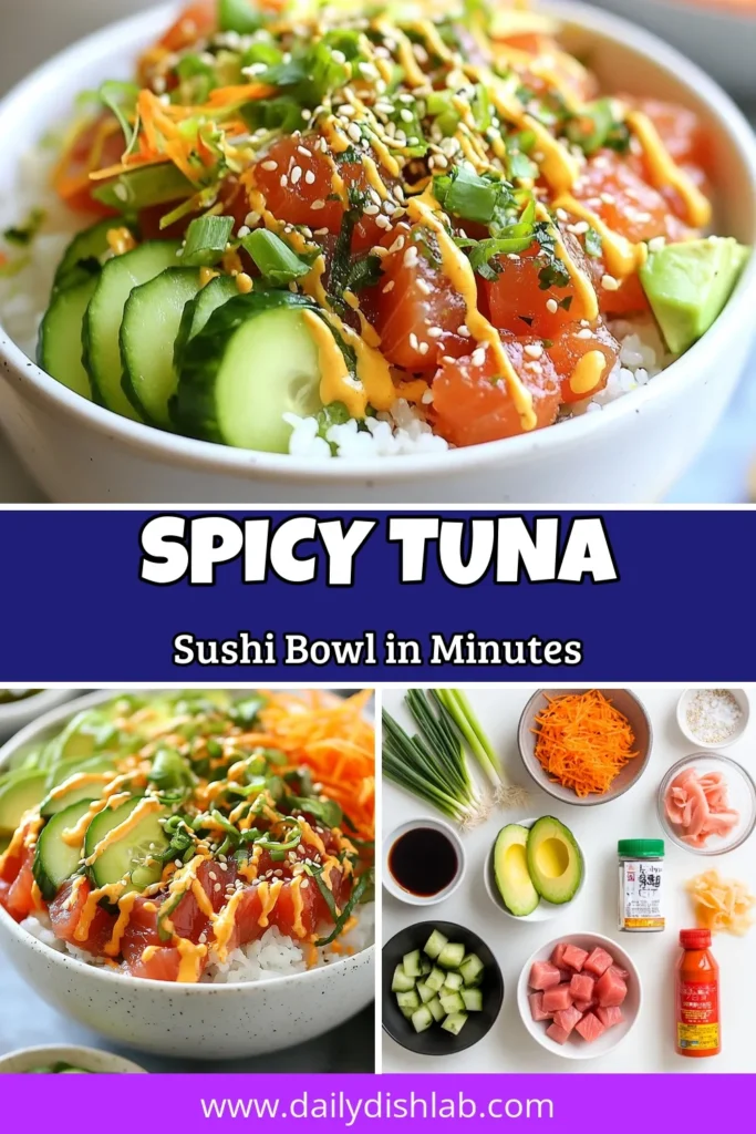 Indulge in this delicious spicy tuna sushi bowl recipe that's as easy as it is flavorful! Perfect for a quick meal, this DIY sushi bowl features sushi-grade tuna, zesty spicy sushi rice, and fresh veggies. Whether you're a sushi novice or a pro, this easy sushi bowl is a must-try! Ready to elevate your dinner? Click to discover how to make this mouthwatering spicy tuna sushi bowl! #SushiBowl #SpicyTuna #SushiRecipe #DIYDinner