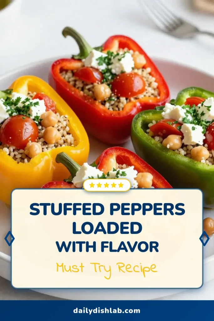 Discover the delightful Mediterranean stuffed peppers that are a feast for both the eyes and palate! This quinoa stuffed peppers recipe combines fluffy quinoa, fresh veggies, and savory feta, creating one of the healthiest bell pepper recipes you'll find. Perfect for meal prep, these vegetarian quinoa dishes are satisfying and full of flavor. Ready to elevate your recipes? Try this Mediterranean quinoa salad-inspired dish today! #MediterraneanStuffedPeppers #QuinoaStuffedPeppers #HealthyBellPepperRecipes #VegetarianQuinoaDishes