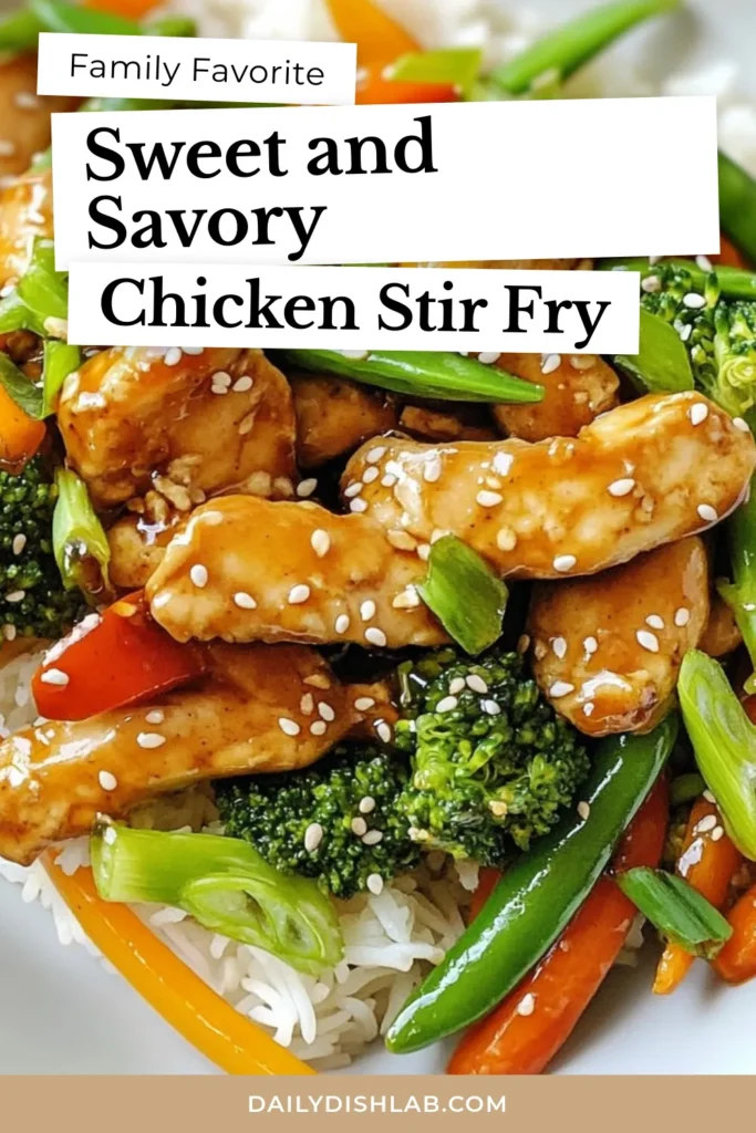 Discover the deliciousness of this honey garlic chicken stir-fry! This quick chicken stir-fry recipe is perfect for busy weeknights, featuring savory chicken and a colorful mix of broccoli, bell pepper, carrot, and snap peas. Enjoy a healthy stir-fry with broccoli that’s easy to prepare and bursting with flavor. Get ready to impress your family with this easy honey garlic chicken dish. Save this recipe for your next meal! #HoneyGarlicChicken #StirFryRecipe #HealthyEating #EasyRecipes
