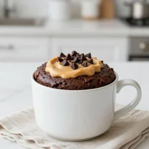 Here’s what you need for the chocolate peanut butter mug cake. Gather these simple items: - 4 tablespoons all-purpose flour - 2 tablespoons unsweetened cocoa powder - 2 tablespoons sugar - 1/8 teaspoon baking powder - A pinch of salt - 3 tablespoons milk - 2 tablespoons creamy peanut butter - 1 tablespoon vegetable oil - 1/4 teaspoon vanilla extract - Optional: chocolate chips for extra indulgence These ingredients come together quickly. Each plays a key role. The flour gives structure. Cocoa adds rich chocolate flavor. Sugar sweetens the mix. Baking powder makes it rise. Salt enhances all the tastes. Milk adds moisture. Peanut butter provides creaminess and taste. Vegetable oil keeps it soft. Vanilla adds a warm note. If you love chocolate, toss in some chocolate chips. You can find all these ingredients at your local store. Make sure to measure them well. Accurate amounts give the best results. Now that you know what you need, you're ready to begin your mug cake adventure! {{ingredient_image_1}} - Combine dry ingredients in the mug Start by taking a microwave-safe mug. Add 4 tablespoons of all-purpose flour, 2 tablespoons of unsweetened cocoa powder, 2 tablespoons of sugar, 1/8 teaspoon of baking powder, and a pinch of salt. Whisk these together well. This mix gives your cake its base. - Mix wet ingredients in a separate bowl In another bowl, add 3 tablespoons of milk, 2 tablespoons of creamy peanut butter, 1 tablespoon of vegetable oil, and 1/4 teaspoon of vanilla extract. Stir these until the peanut butter blends in smoothly. This adds flavor and moisture. - Combine wet and dry mixtures Pour the wet mixture into the mug with the dry mix. Stir gently until everything comes together. Make sure there are no flour pockets. If you want, fold in some chocolate chips for extra fun! - Microwave the mug cake Place the mug in the microwave. Cook it on high for 1 minute. Keep an eye on it, as microwaves can vary. The cake should rise and look set but still soft in the middle. If it looks wet, heat it in 10-second bursts until it’s done. - Cool and serve After microwaving, let the mug cake cool for a minute. This makes it safe to eat. For an extra treat, add whipped cream or a drizzle of chocolate syrup on top. Enjoy your quick and easy dessert! - Avoiding overmixing When you mix the batter, stop as soon as the dry and wet ingredients blend. Overmixing makes the cake tough. You want it to be light and fluffy. A few flour pockets are okay. They will cook out in the microwave. - Adjusting microwave time Every microwave is different. Start with one minute, but watch closely. If it looks wet in the middle, add time in ten-second bursts. You want it set but a little gooey. This makes it extra tasty! - Adding the right toppings Toppings can change your mug cake game. A dollop of whipped cream adds creaminess. Drizzling chocolate syrup boosts the chocolate flavor. You can also sprinkle chocolate chips on top for extra indulgence. Get creative with your favorites! Pro Tips Use a Larger Mug: A larger mug will prevent overflow during microwaving, giving your cake room to rise without making a mess. Experiment with Flavors: Feel free to add different mix-ins like nuts or dried fruits for a unique twist on this classic mug cake. Check Microwave Power: Microwaves can vary greatly in power; it’s best to start with 1 minute and add additional time in 10-second intervals if needed. Serving Suggestions: Enhance your mug cake by adding toppings like whipped cream, chocolate syrup, or fresh fruit for extra flavor and presentation. {{image_2}} You can make this mug cake even more fun by swapping some ingredients. Here are some ideas: - Different nut butters: Try almond butter or cashew butter instead of peanut butter. Each will give a unique taste. - Alternative sweeteners: If you want less sugar, use honey, maple syrup, or stevia. These can add new flavors too. - Mix-in suggestions: Want to jazz it up? Add chopped nuts like walnuts or pecans. You can also toss in fruits like banana slices or berries for extra sweetness. These swaps let you make this cake your own. Feel free to experiment with flavors and textures. Enjoy a new treat every time! Yes, you can store leftover mug cake. To keep it fresh, cover the mug with plastic wrap or transfer it to an airtight container. Store it in the fridge for up to two days. When you want to enjoy it again, reheating is easy. Place the mug cake in the microwave for about 10 to 20 seconds. Check it every few seconds to avoid overheating. The goal is to warm it up, not cook it again. If you want to add a tasty touch, try adding a little whipped cream or extra peanut butter on top when reheating. This will bring back that delicious flavor and make it feel fresh again. Enjoy your treat! Can I make this mug cake without an egg? Yes, you can make this mug cake without an egg. The recipe does not require one. The combination of flour, cocoa, milk, and peanut butter keeps it moist and tasty. How do I know when my mug cake is done? You will know your mug cake is done when it rises and looks set. It should be slightly gooey in the middle. If it is still wet, microwave in 10-second intervals until it looks finished. Can I double the recipe for two servings? Yes, you can double the recipe. Just use two mugs and divide the ingredients evenly. Microwave each mug separately for the best results. Is there a gluten-free version available? Yes, you can make a gluten-free version. Simply swap the all-purpose flour for a gluten-free flour blend. This keeps the taste and texture delicious while meeting your needs. This blog post covered how to make a tasty mug cake with simple ingredients. You learned to mix dry and wet items and microwave them with ease. I shared tips for perfecting your cake and some fun variations. You can even store leftovers or reheat them later. Remember, this mug cake is quick, easy, and flexible, making it a great treat. Get creative with your flavors and enjoy baking!