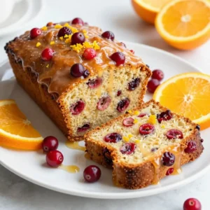 - 2 cups all-purpose flour - 1 cup fresh cranberries, chopped - 1 cup granulated sugar - 1 teaspoon baking powder - 1/2 teaspoon baking soda - 1/2 teaspoon salt - 1/2 cup unsalted butter, softened - 2 large eggs - 1/2 cup orange juice - Zest of 1 orange - 1 teaspoon vanilla extract - 1 cup powdered sugar (for glaze) - 2 tablespoons orange juice (for glaze) - Orange zest (for garnish) You can swap all-purpose flour with whole wheat flour for a heartier bread. If you want to cut sugar, use honey or maple syrup instead. For a dairy-free option, use coconut oil in place of butter. Eggs can be replaced with applesauce or flaxseed meal mixed with water. You can also use lemon juice instead of orange juice if you prefer a tart flavor. - All-purpose flour gives structure to the bread. - Fresh cranberries add a tart burst of flavor and a pop of color. - Granulated sugar sweetens the bread and balances the tartness of cranberries. - Baking powder and baking soda help the bread rise, making it light and fluffy. - Salt enhances all the flavors in the bread. - Unsalted butter adds richness and moisture. - Eggs provide stability and help bind the ingredients. - Orange juice and zest infuse bright, citrusy notes. - Vanilla extract adds warmth and depth to the flavor. - Powdered sugar makes a sweet glaze that contrasts nicely with the bread. - Additional orange zest for garnish adds a fresh touch and enhances aroma. Every ingredient plays a key role in making this bread delicious. The mix of tart and sweet creates a perfect balance that is hard to resist. {{ingredient_image_1}} 1. First, preheat your oven to 350°F (175°C). 2. Grease a 9x5-inch loaf pan or use parchment paper. 3. In a large mixing bowl, whisk together: - 2 cups all-purpose flour - 1 cup granulated sugar - 1 teaspoon baking powder - 1/2 teaspoon baking soda - 1/2 teaspoon salt 4. In another bowl, cream 1/2 cup softened butter until light. 5. Add 2 large eggs to the butter one at a time. Mix well after each. 6. Pour in 1/2 cup orange juice, zest of 1 orange, and 1 teaspoon vanilla extract. Mix until smooth. 7. Gradually add the dry mix to the wet mix. Stir until just combined. 8. Fold in 1 cup chopped cranberries gently. 1. Pour the batter into the prepared loaf pan. Smooth the top with a spatula. 2. Bake for 55-65 minutes. Check with a toothpick. It should come out clean. 3. Once done, let the bread cool in the pan for 10 minutes. 1. Transfer the bread to a wire rack to cool completely. 2. For the glaze, mix 1 cup powdered sugar with 2 tablespoons orange juice. 3. Whisk until smooth. 4. Drizzle the glaze over the cooled bread. 5. Garnish with extra orange zest. Enjoy your delicious creation! To get the right texture, you need to mix carefully. Start by whisking dry ingredients well. This helps the bread rise nicely. When adding the wet mix, stir just until combined. Overmixing can make the bread tough. Aim for a soft batter with some lumps. This will keep it light and fluffy. One common mistake is using cold butter. Softened butter blends better, giving a nice rise. Another mistake is skipping the zest. It adds a burst of flavor. Be sure to check your oven temperature, too. An oven that's too hot can brown the bread too fast. Always use a toothpick to check for doneness. If it comes out clean, your bread is ready. For a lovely presentation, slice the bread neatly. Arrange the slices on a platter. Drizzle extra glaze over the top. Add fresh cranberries and orange slices for color. You can also sprinkle some extra orange zest on top. This not only looks pretty but adds a nice aroma, making your bread even more inviting. Pro Tips Use Fresh Cranberries: Fresh cranberries provide a tartness that balances the sweetness of the bread. If using frozen cranberries, do not thaw them to maintain their shape and texture. Don’t Overmix the Batter: Overmixing can lead to a dense loaf. Mix until just combined for a light and fluffy texture. Cool Before Glazing: Allow the bread to cool completely before adding the glaze. This will prevent the glaze from melting and ensure it sets beautifully on the bread. Experiment with Zest: For an extra burst of flavor, try adding lemon or lime zest along with the orange zest for a more complex citrus profile. {{image_2}} You can make this orange glazed cranberry bread even better. Try adding nuts like walnuts or pecans. Just chop them up and fold them into the batter. You can also add other fruits. Dried cherries or blueberries work great. They add more flavor and texture. This way, you get a new taste each time you make it. If you need a gluten-free bread, it's easy to change the recipe. Use a gluten-free flour blend instead of all-purpose flour. Make sure your baking powder is gluten-free too. This will keep the bread light and fluffy. Follow the rest of the recipe just like before. You will still enjoy the sweet and tangy taste. Want to switch up the glaze? You can add flavors to the basic glaze. Try lemon juice instead of orange juice for a zesty kick. You can also add spices like cinnamon or nutmeg for warmth. Mix these into the powdered sugar and juice. Drizzle your new glaze over the bread for fun flavors. To keep your orange glazed cranberry bread fresh, wrap it in plastic wrap. You can also place it in an airtight container. Store it at room temperature for up to three days. If you want to keep it longer, consider freezing it. Freezing your bread is easy. First, let it cool completely. Then, wrap it tightly in plastic wrap. After that, add a layer of aluminum foil for extra protection. This bread can stay in the freezer for up to three months. When you're ready, just thaw it in the fridge overnight. To enjoy your bread warm, preheat your oven to 350°F (175°C). Place the slices on a baking sheet. Heat for about 10 minutes or until warm. You can also use a microwave. Just heat slices for about 15-20 seconds. Enjoy it fresh! Yes, you can use frozen cranberries in this recipe. Just remember to thaw them first. After thawing, drain off any extra liquid. This helps keep the batter from getting too wet. Frozen cranberries work well and still give a nice tart flavor. They also hold their shape during baking, making your bread look great. To make this bread ahead of time, bake it and let it cool completely. Wrap it tightly in plastic wrap or foil. You can store it at room temperature for up to three days. If you want it fresh longer, freeze the bread. Just thaw it in the fridge overnight before you serve it. This makes it easy for busy days or special events. Yes, you can switch the orange for other citrus fruits. Lemon or lime zest and juice can add a fresh twist. Just keep in mind that the flavor will change. Lemon gives a bright taste, while lime adds a nice tang. Experiment with different fruits to find your favorite flavor combination. This blog post covered key elements for a tasty bread recipe. We explored important ingredients, swaps, and their unique flavors. I shared step-by-step instructions, tips for great texture, and common mistakes you should avoid. We also looked at fun variations, smart storage tips, and answered your top questions. With this guide, you can create delicious bread that impresses everyone. Enjoy baking and make this recipe your own!