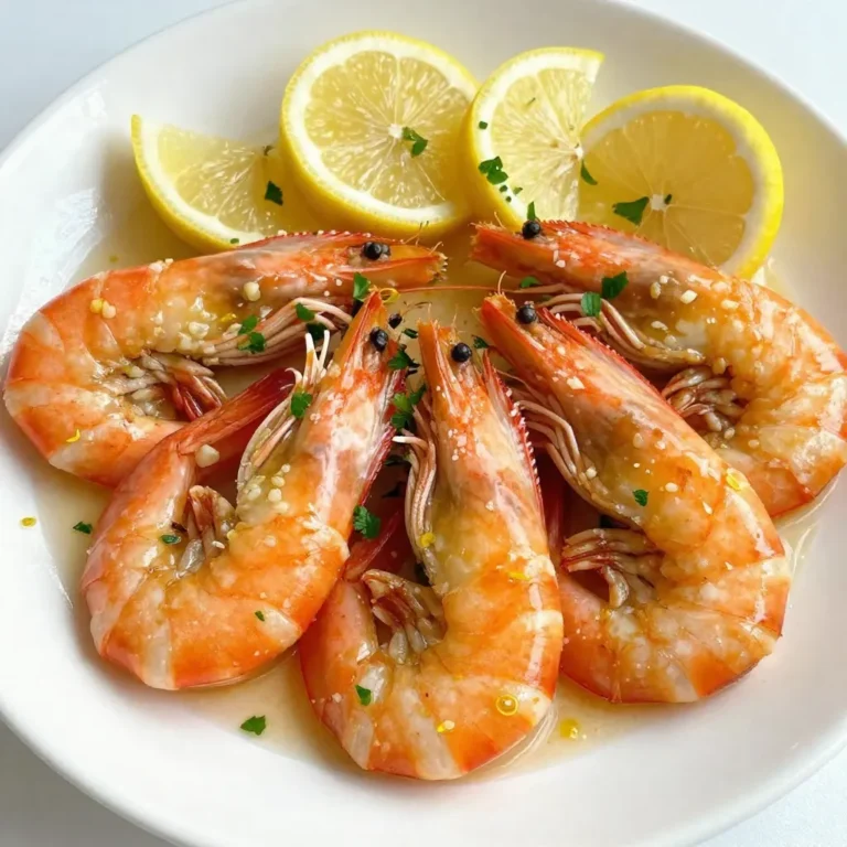 - 1 pound large shrimp, peeled and deveined - 4 cloves garlic, minced - 1/4 cup olive oil - Juice of 2 lemons - Zest of 1 lemon - 1 teaspoon red pepper flakes - 1 teaspoon salt - 1/2 teaspoon black pepper - 1 tablespoon fresh parsley, chopped (for garnish) - Lemon wedges (for serving) Gathering the right ingredients is key to making this dish shine. The shrimp brings a sweet and tender base. Fresh garlic adds a punch of flavor. A splash of olive oil gives it richness. The lemon juice and zest brighten up the dish. They bring a tangy taste that pairs well with the shrimp. Red pepper flakes add a hint of heat. Adjust the amount to suit your taste. For seasoning, the salt and black pepper enhance all the flavors. Fresh parsley is a lovely garnish. It adds color and freshness. Don't forget to serve with lemon wedges for extra zing! {{ingredient_image_1}} - Preheat the oven to 400°F (200°C). - Line a baking sheet with parchment paper. Start by heating your oven. This step ensures that the shrimp cook evenly. Next, line your baking sheet with parchment paper. This will help with easy cleanup and keep the shrimp from sticking. - Combine ingredients in a bowl. - Toss shrimp in marinade and let sit for 15-20 minutes. In a medium bowl, combine minced garlic, olive oil, lemon juice, lemon zest, red pepper flakes, salt, and black pepper. Mix these well. Add the shrimp to this bowl. Toss the shrimp until they are fully coated in the marinade. Let them sit for 15 to 20 minutes. This time helps the shrimp soak up all the yummy flavors. - Spread shrimp on the baking sheet. - Roast for 8-10 minutes until cooked through. After marinating, spread the shrimp out on the baking sheet in a single layer. Make sure they are not crowded. Roast them in the preheated oven for 8 to 10 minutes. You’ll know they’re done when they turn pink and opaque. Be careful not to overcook them; otherwise, they can become tough. To cook shrimp just right, timing is key. Roast them for 8-10 minutes. Check for pink color and a firm texture. When shrimp turn opaque, they are done. If you overcook them, they get tough. So, keep an eye on them! Want to boost the taste? Try adding fresh herbs like basil or cilantro. You can also mix in spices like paprika or cumin for a unique twist. If you like heat, add more red pepper flakes or a dash of cayenne. This will give your dish a great kick! Serving shrimp well makes a big impact. Arrange them on a nice plate in a single layer. Add lemon wedges around the shrimp. This adds color and freshness. For garnish, sprinkle chopped parsley on top. You can also use lemon zest for a beautiful touch. Get creative, and your dish will shine! Pro Tips Fresh Shrimp is Key: Always opt for fresh shrimp if possible, as they provide the best flavor and texture. If using frozen shrimp, ensure they are fully thawed and drained before marinating. Marinate for Flavor: Allow the shrimp to marinate for at least 15-20 minutes at room temperature. This helps the shrimp absorb the garlic and lemon flavors more effectively. Don’t Overcook: Keep a close eye on the shrimp while roasting; they cook quickly. Once they turn pink and opaque, they are ready. Overcooking will make them tough and rubbery. Serve with Fresh Herbs: Garnishing with fresh parsley not only adds a pop of color but also enhances the dish’s overall flavor. Consider adding other herbs like basil or cilantro for a different twist. {{image_2}} If you want to switch things up, you can use scallops or chicken instead of shrimp. Both options work well with the lemon garlic flavor. Scallops cook quickly and will take on the marinade nicely. Chicken adds heartiness and can be cooked to a safe temperature easily. You can also try different citrus fruits. For a twist, use lime or orange juice. Each fruit adds its own unique flavor, keeping your dish exciting and fresh. Roasting shrimp is fantastic, but grilling offers a smoky flavor. Simply preheat your grill and cook shrimp for about 2-3 minutes per side. It’s quick, and the grill marks add a nice touch. If you need a faster option, stovetop cooking works too. Just heat a skillet, add some oil, and sauté the marinated shrimp for about 4-5 minutes. This method gives you a great sear and keeps the shrimp juicy. For those who need gluten-free meals, this dish is naturally safe. Just make sure all your ingredients, especially any added sauces, are gluten-free. If you’re watching carbs, this dish fits right in. Shrimp is low in carbs, making it a great choice for low-carb diets. Pair it with a side of veggies for a full meal that keeps it light and healthy. To store leftovers, place the shrimp in an airtight container. This keeps them fresh. You can also cover the dish tightly with plastic wrap. The shrimp are best when eaten within 2-3 days. After that, the flavor and texture may change. If you want to freeze cooked shrimp, first cool them completely. Place the shrimp in a freezer-safe bag. Squeeze out as much air as you can before sealing. They can last for up to 3 months in the freezer. When you are ready to eat them, thaw the shrimp overnight in the fridge. To reheat, warm them gently in a skillet over low heat. This keeps them tender. You can prepare the shrimp in advance for easy meals. Marinate them the night before and store them in the fridge. This will enhance the flavor. For meal planning, use leftover shrimp in salads or pasta dishes. They add great taste and protein to your meals. I recommend cooking shrimp for 8 to 10 minutes at 400°F (200°C). This time ensures your shrimp become pink and opaque. Overcooking can lead to a rubbery texture. Always check them near the end of the cooking time. If they look cooked, take them out! Yes, you can use frozen shrimp! Just make sure to thaw them first. Place the shrimp in a bowl of cold water for about 15 minutes. After thawing, pat them dry with a paper towel. This helps the marinade stick better. Follow the rest of the recipe as usual! Roasted shrimp pairs well with many sides. Here are a few great options: - Garlic bread for a crunchy bite - A fresh salad with citrus dressing - Steamed vegetables like broccoli or asparagus - Rice or quinoa to soak up the juices These sides can make your meal more complete and tasty! This post covered the key ingredients, preparation steps, and tips for delicious roasted shrimp. You'll appreciate how easy it is to prepare this dish and the flavor options available. Remember, variations exist if you want to switch ingredients or cooking methods. Storing or meal prepping your shrimp can save time and effort. Enjoy your cooking journey, and don’t hesitate to experiment with flavors. The perfect roast shrimp is waiting for you!