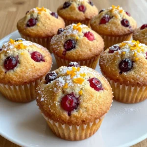 - 1 1/2 cups all-purpose flour - 1/2 cup granulated sugar - 1 tablespoon baking powder - 1/2 teaspoon baking soda - 1/4 teaspoon salt - 1 large egg - 1/2 cup buttermilk (or milk with a splash of vinegar) - 1/4 cup vegetable oil - Zest of 1 large orange - 1 cup fresh or frozen cranberries (halved if large) - Optional: 1/2 cup chopped walnuts or pecans When I make these muffins, I love how simple the ingredients are. The dry ingredients create the perfect base. I start with flour, sugar, baking powder, baking soda, and salt. These mix well and give the muffins their rise and sweetness. Next, the wet ingredients come into play. I beat one large egg and mix it with buttermilk, vegetable oil, and the zest of one big orange. This mix not only binds the dry ingredients but also adds a lovely citrus flavor. Finally, the add-ins are what make these muffins special. I use fresh or frozen cranberries, which add tartness and color. If I want extra crunch, I throw in some chopped walnuts or pecans. The combination of flavors and textures makes each bite delightful. {{ingredient_image_1}} - Preheat oven to 375°F (190°C). - Line muffin tin with paper liners or grease it lightly. - In a large bowl, combine the flour, sugar, baking powder, baking soda, and salt. - In a separate bowl, beat the egg. Add buttermilk, vegetable oil, and orange zest. Mix until smooth. - Pour the wet mixture into the dry ingredients. Gently mix until combined. - Fold in the cranberries and nuts, if using. - Divide the batter evenly into the muffin cups, filling each about two-thirds full. - Bake for 18-20 minutes until golden brown. Check with a toothpick; it should come out clean. To get the best muffins, avoid overmixing the batter. Mix just until the dry and wet ingredients combine. A few lumps are fine! Overmixing makes muffins tough. Bake them until they are golden brown. This usually takes about 18 to 20 minutes. Use a toothpick to check if they are done. If it comes out clean, they are ready! For a nice finish, dust the muffins with powdered sugar. It adds sweetness and looks lovely. You can also drizzle a simple orange glaze on top. Mix powdered sugar with a little orange juice for that glaze. This gives a sweet, tangy touch that makes the muffins shine. Serve the muffins warm or at room temperature. They taste great either way! Pair them with a cup of coffee or tea. The flavors blend well together and make for a perfect snack. Enjoy them for breakfast or as an afternoon treat! Pro Tips Use Fresh Cranberries: Fresh cranberries will give the muffins a tart flavor and vibrant color, but if using frozen, do not thaw them beforehand to prevent excess moisture. Check for Doneness: Every oven is different, so start checking your muffins at the 18-minute mark. Insert a toothpick in the center; it should come out clean when done. Enhance Flavor with Spices: Consider adding a pinch of cinnamon or nutmeg to the dry ingredients for an extra layer of flavor that complements the orange and cranberry. Storage Tips: Store any leftover muffins in an airtight container at room temperature for up to 3 days, or freeze them for longer storage. They can be reheated in the oven for a fresh taste. {{image_2}} You can change the flavor of these muffins easily. If you want to mix it up, try using blueberries or raspberries instead of cranberries. These berries give a sweet and tangy taste. You can also add spices for warmth. A bit of cinnamon or nutmeg will enhance the muffins’ flavors. Just a pinch can make a big difference! If you need gluten-free muffins, use gluten-free flour. This simple swap works well and keeps the texture nice. For those avoiding dairy, you can replace buttermilk with almond milk or coconut milk mixed with a splash of vinegar. Both options keep the muffins moist and tender. If you want nut-free muffins, just skip the nuts altogether. They still taste great without them! If you like a bit of crunch, consider using seeds instead. Sunflower seeds or pumpkin seeds add a nice texture and flavor without the nuts. Store your cranberry orange muffins in an airtight container. They stay fresh at room temperature for up to 3 days. This keeps them soft and delicious. If you have any left after three days, you might want to think about freezing them. For long-term storage, you can freeze the muffins. They can last up to 3 months in the freezer. Make sure to wrap them well. You can reheat them straight from the freezer. Just pop one in the microwave or let it thaw at room temperature until it’s soft. To reheat, you can use the microwave or the oven. For the microwave, heat for about 15 to 30 seconds. For the oven, preheat it to 350°F (175°C) and warm them for about 10 minutes. Enjoy them warm for the best taste! You can use a gluten-free flour blend. Look for one that works well in baking. Measure the same amount as all-purpose flour. Most blends will give good results. Yes, but the muffins will taste different. Dried cranberries are sweeter and less tart. If you use them, reduce the sugar a bit to balance the sweetness. You can mix plain milk with vinegar or lemon juice. Use 1/2 cup of milk and add 1/2 tablespoon of vinegar. Let it sit for 5 minutes to thicken. Check for a golden color and use a toothpick. Insert it into the center; it should come out clean. If it has wet batter, bake for a few more minutes. Yes, you can prepare the batter a few hours in advance. Store it in the fridge. Just stir gently before baking to combine everything well. In this post, I shared how to create delicious muffins using simple ingredients. We covered dry and wet ingredients, plus the perfect mix-ins. I outlined step-by-step instructions to bake your treats just right. Remember to avoid overmixing for the best texture. You can also customize flavors or storage to fit your needs. Enjoy making these muffins warm or cooled, paired with your favorite drink. With a few tips, you can impress anyone with your baking skills!