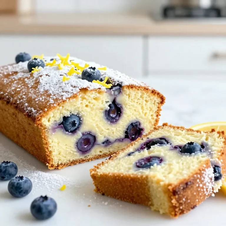 To make this delicious cake, you will need the following ingredients: - 1 cup plain Greek yogurt - 1 cup granulated sugar - 3 large eggs - Zest of 2 lemons - 1/4 cup fresh lemon juice - 1/2 cup vegetable oil - 2 cups all-purpose flour - 2 teaspoons baking powder - 1/2 teaspoon baking soda - 1/2 teaspoon salt - 1 cup fresh blueberries (or frozen, if desired) - Powdered sugar for dusting (optional) These ingredients create a cake that is moist and bursting with flavor. The yogurt adds a nice texture and tang, while the blueberries bring sweetness and color. You will need a few tools to make this cake: - 9-inch round cake pan - Mixing bowls - Whisk - Spatula - Measuring cups and spoons - Wire rack for cooling Having the right gear makes the process smooth and fun. A good whisk helps blend the ingredients well. A spatula is key for folding in the blueberries without breaking them. If you have dietary needs, here are some easy swaps: - Greek yogurt: Use dairy-free yogurt for a vegan option. - Granulated sugar: Opt for coconut sugar or a sugar substitute to cut calories. - Eggs: Replace each egg with 1/4 cup applesauce or a flax egg (1 tbsp flaxseed meal + 2.5 tbsp water). - All-purpose flour: Use almond flour or a gluten-free blend for gluten-free diets. These substitutions keep the cake tasty while meeting dietary needs. Enjoy making your cake just the way you like it! {{ingredient_image_1}} First, you need to preheat your oven to 350°F (175°C). This step is crucial for even baking. While the oven warms up, grease a 9-inch round cake pan. You can also line it with parchment paper to help with removal later. Next, grab a mixing bowl. In this bowl, whisk together 1 cup of plain Greek yogurt and 1 cup of granulated sugar. Mix until it is smooth. Then, add 3 large eggs, the zest of 2 lemons, and 1/4 cup of fresh lemon juice. Stir until everything is well combined. Now, slowly drizzle in 1/2 cup of vegetable oil while you whisk. This helps to blend the oil evenly into the mixture. In another bowl, whisk together 2 cups of all-purpose flour, 2 teaspoons of baking powder, 1/2 teaspoon of baking soda, and 1/2 teaspoon of salt. Carefully fold the dry ingredients into the wet mixture. Be gentle! You want to mix until just combined. It’s okay to have a few lumps. Finally, fold in 1 cup of fresh blueberries. Make sure they are spread evenly in the batter. Pour the batter into your prepared cake pan. Use a spatula to smooth the top. Place the pan in the preheated oven. Bake for 30 to 35 minutes. To check for doneness, insert a toothpick into the center. If it comes out clean, your cake is ready. After baking, let the cake cool in the pan for 10 minutes. Then, transfer it to a wire rack to cool completely. To make your Blueberry Lemon Yogurt Cake light and fluffy, avoid overmixing the batter. When you fold in the dry ingredients, do it gently. Leave some lumps; they are okay! This keeps the cake from getting tough. Use room temperature eggs; they mix better. Also, the Greek yogurt adds moisture and a soft crumb. You can boost the lemon flavor by adding more zest. The zest gives a bright taste. Consider adding a splash of vanilla extract; it can add depth. For a twist, try mixing in a bit of almond extract. The blueberries bring a sweet burst. If you want more tartness, add a bit of lemon juice to the blueberries before folding them in. For a stunning look, slice the cake into wedges. Serve it with fresh blueberries on the side. A light dusting of powdered sugar makes it look fancy. You can also add a dollop of whipped cream or a scoop of vanilla ice cream. This adds a nice contrast to the cake's tangy flavor. Enjoy the vibrant colors and textures! Pro Tips Use Room Temperature Ingredients: For a smoother batter, make sure your eggs and yogurt are at room temperature before mixing. Don’t Overmix the Batter: Gently fold the dry ingredients into the wet ingredients to avoid a tough cake. A few lumps are okay! Fresh vs. Frozen Blueberries: If using frozen blueberries, do not thaw them before adding to the batter to prevent the color from bleeding. Check for Doneness: Start checking your cake a few minutes before the recommended baking time to prevent overbaking. A toothpick should come out clean. {{image_2}} You can switch up the blueberries in this cake. Try raspberries for a tart twist. Strawberries add sweetness and color, while blackberries offer a deep flavor. You can also mix fruits for fun! Just make sure to keep the total amount the same. This way, the cake remains moist and delicious. Lemon is bright and zesty, but you can explore other flavors too. Try orange zest and juice for a sweeter taste. Almond extract can add a nice nutty note. For a touch of spice, consider adding cinnamon or nutmeg. These flavors mix well with the yogurt base and enhance every bite. Making this cake gluten-free is simple. Just use a gluten-free flour blend instead of all-purpose flour. For a vegan version, replace eggs with flax eggs or applesauce. Use a plant-based yogurt to keep the creamy texture. Both versions still taste amazing, so don’t hesitate to try them! To keep your blueberry lemon yogurt cake fresh, store it in an airtight container. This stops air and moisture from ruining the cake's texture. If you have leftover slices, wrap them tightly in plastic wrap before placing them in the container. The cake stays soft and moist this way. You can freeze this cake if you want to save it for later. First, let it cool completely. Then wrap the whole cake, or slices, in plastic wrap. Place it in a freezer-safe bag or container. It freezes well for up to three months. When you're ready to eat it, just thaw it in the fridge overnight. This cake stays fresh for about three days at room temperature. If you keep it in the fridge, it lasts about a week. Always check for any signs of spoilage, like a change in smell or texture. You want to enjoy this cake at its best! To make a dairy-free Blueberry Lemon Yogurt Cake, use a plant-based yogurt. Almond, coconut, or soy yogurt works well. These options keep the cake moist and flavorful. Use the same amount as the Greek yogurt in the recipe. Also, make sure your other ingredients, like the eggs and oil, are dairy-free. Yes, you can use frozen blueberries in this cake. They work just as well as fresh ones. Just remember to add them straight from the freezer. Do not thaw them first, as this helps keep the batter from turning blue. Frozen blueberries may sink a bit more, but they will still taste great. If you need a substitute for Greek yogurt, try sour cream or buttermilk. Both give a similar texture and tangy flavor. You can also use regular yogurt, but the cake may be less thick. For a vegan option, use a plant-based yogurt as mentioned earlier. This blog post covered how to make Blueberry Lemon Yogurt Cake, from ingredients to storage. You learned about key ingredients, necessary gear, and substitutions for diets. I detailed each step, ensuring you can easily follow along. I also shared tips for texture and taste, plus exciting variations for everyone’s preference. Remember, proper storage keeps your cake fresh longer. Enjoy baking this delightful cake, and feel free to experiment with flavors and fruits. Your kitchen is the perfect place for creativity!