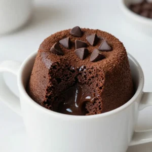 - 4 tablespoons all-purpose flour - 4 tablespoons granulated sugar - 2 tablespoons unsweetened cocoa powder The basic ingredients are simple. All-purpose flour gives the cake structure. Granulated sugar adds sweetness and helps it rise. Unsweetened cocoa powder brings that rich chocolate flavor. - 1/8 teaspoon baking powder - 3 tablespoons milk - 2 tablespoons vegetable oil - 1/4 teaspoon vanilla extract - 1 tablespoon semi-sweet chocolate chips - A pinch of salt These extra ingredients make the cake even better. Baking powder helps it rise and become fluffy. Milk adds moisture, while vegetable oil keeps it soft. Vanilla extract gives a nice aroma. Chocolate chips melt to create the lava effect. A pinch of salt enhances all the flavors. Each ingredient plays a role in making a perfect mug cake. {{ingredient_image_1}} In a microwave-safe mug, add the following dry ingredients: - 4 tablespoons all-purpose flour - 4 tablespoons granulated sugar - 2 tablespoons unsweetened cocoa powder - 1/8 teaspoon baking powder - A pinch of salt Stir these ingredients well. Make sure they are mixed evenly. This step is key for a smooth cake. Next, it’s time to add the wet ingredients. Pour in: - 3 tablespoons milk - 2 tablespoons vegetable oil - 1/4 teaspoon vanilla extract Mix these wet ingredients into the dry mix. Stir until you have a smooth batter. This is where the magic begins! Now, gently fold in: - 1 tablespoon semi-sweet chocolate chips Make sure the chocolate chips are spread throughout the batter. Now, let's cook the cake. Place your mug in the microwave. Cook on high for about 40-60 seconds. Keep a close eye on it! You want the cake to rise and look set on the edges. The center should stay slightly gooey. Don’t overcook! After cooking, let the mug cake cool for one minute. Then, dig in and enjoy that delicious molten center! To avoid overcooking your chocolate lava mug cake, watch the clock. Microwaves vary, so start with 40 seconds. Check if the edges look set but the center is still soft. If it needs more time, add 10-second bursts. This way, you keep that gooey center. Overcooking turns the cake dry. Remember, it's better to undercook slightly. How do you know your lava cake is perfect? Look for a risen top and set edges. The middle should jiggle slightly. When you poke it, melted chocolate should ooze out. This is the magic of a lava cake! If it looks too firm, it may need less time next round. Serving your mug cake can be fun! Top it with a scoop of vanilla ice cream. This adds a creamy contrast to the warm cake. You can also use whipped cream for a light touch. For extra flair, sprinkle some chocolate chips or cocoa powder on top. These small details make your treat even better! Pro Tips Watch the Time: Microwaves can vary significantly in power, so start with 40 seconds and add more time in 10-second increments if needed to avoid overcooking. Experiment with Flavors: Try adding a pinch of cinnamon or a few drops of almond extract for a unique twist on the classic chocolate flavor. Serve Immediately: This mug cake is best enjoyed fresh out of the microwave to savor the gooey center—don't wait too long! Customize Your Toppings: Enhance your mug cake with fresh berries, a drizzle of caramel, or a sprinkle of nuts for added texture and flavor. {{image_2}} You can easily change the taste of your chocolate lava mug cake. Adding flavors like espresso boosts the chocolate. Just mix in a teaspoon of instant espresso powder with the dry ingredients. If you love mint, add a drop of peppermint extract. This gives your cake a fresh twist. Feel free to get creative with other flavors too. A dash of orange zest or a splash of almond extract can surprise your taste buds! If you need gluten-free options, swap the all-purpose flour for almond or coconut flour. Use the same amount, but keep an eye on the texture. For vegan choices, replace the milk with almond or oat milk. You can also switch the vegetable oil for coconut oil. Just melt it first. Make sure to use dairy-free chocolate chips to keep it vegan. These tweaks let everyone enjoy this treat! Toppings can make your mug cake even better. A scoop of vanilla ice cream is a classic choice. It melts into the hot cake and adds creaminess. For a fruity twist, try adding fresh berries or sliced bananas. You can also sprinkle extra chocolate chips or nuts on top. A drizzle of caramel or chocolate sauce adds a sweet touch. Mix and match your favorite toppings for a fun dessert experience! To store leftover mug cake, allow it to cool first. Once cool, cover your mug with plastic wrap or transfer the cake to an airtight container. This keeps the cake moist and fresh. You can store it in the fridge for up to two days. If you want to enjoy it later, place it in the freezer. Just make sure to wrap it well to avoid freezer burn. The best way to reheat your mug cake is in the microwave. Start by removing any plastic wrap. Place the mug in the microwave for about 10-15 seconds. Check the cake after this time. If it needs more heat, add another 5-10 seconds. Be careful not to overheat it, as this can dry out the cake. You want it warm, but still gooey in the center. The chocolate lava mug cake stays fresh for about two days in the fridge. If frozen, it can last up to one month. Just remember to thaw it in the fridge before reheating. Always check for any off smells or changes in texture before consuming leftovers. Enjoy your tasty treat! Yes, you can make this mug cake in the oven. Preheat your oven to 350°F (175°C). Use an oven-safe mug or small ramekin for baking. Pour in the batter as you would for microwaving. Bake for about 12-15 minutes. Check if it's done by looking for a firm edge and a soft center. To prevent overflow, use a larger mug. Fill it only halfway with batter. Keep an eye on the cooking time. Microwaves vary, so start with 40 seconds. If it rises too much, stop the microwave and let it settle. You can easily personalize your mug cake. Try adding a pinch of espresso powder for a coffee kick. Use mint extract instead of vanilla for a fresh twist. You can also mix in nuts or dried fruits for extra texture. You learned how to make a great mug cake using simple steps. We covered the essential and extra ingredients, mixing methods, and cooking times. You found tips for perfect texture and serving ideas. We even explored fun variations, storage tips, and common questions. Mug cakes are easy and fun. Experiment with your flavors and toppings. Enjoy your delicious creation!
